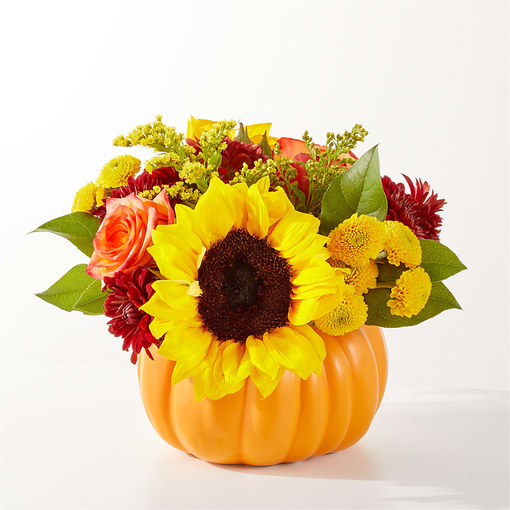 Golden Gourd Pumpkin Bouquet – Bella Fleur Sweets And Gifts Inc, Aurora IL