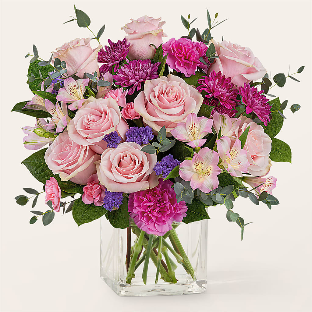 Rosy Radiance Bouquet – Bella Fleur Sweets And Gifts Inc, Aurora IL