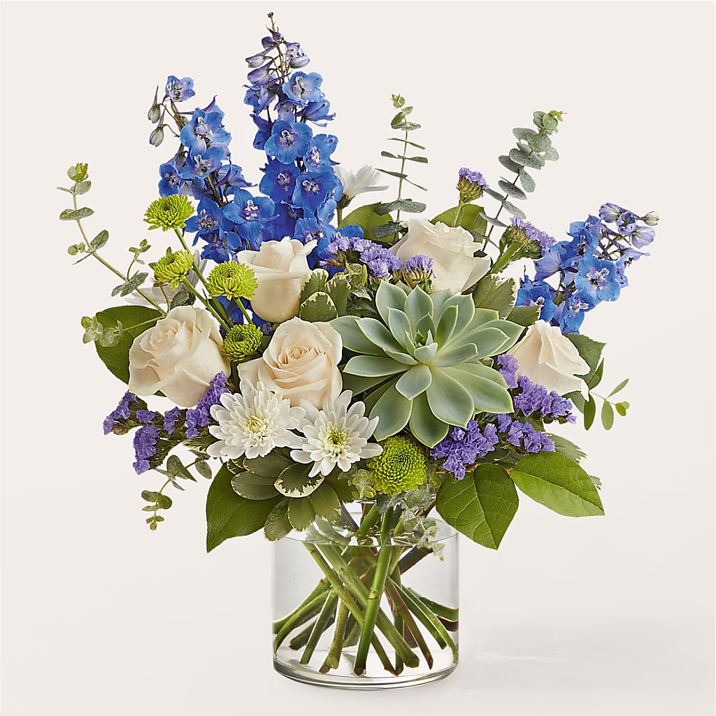 Cerulean Waves Bouquet – Bella Fleur Sweets And Gifts Inc, Aurora IL