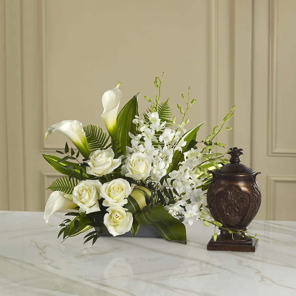 At Peace Arrangement – Bella Fleur Sweets And Gifts Inc, Aurora IL