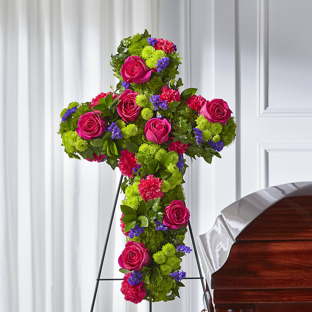 Tribute Rose Floral Cross – Bella Fleur Sweets And Gifts Inc, Aurora IL
