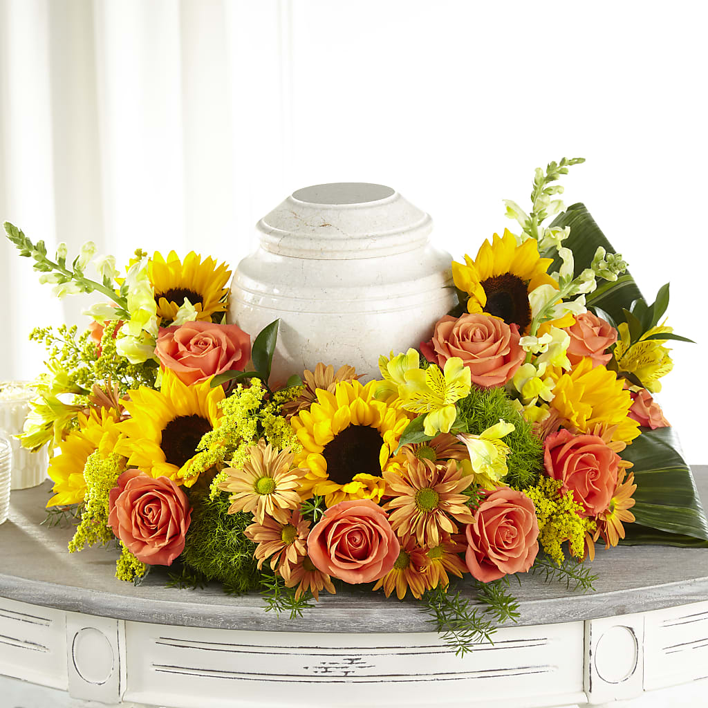 Faithful Sunflower Cremation Adornment – Bella Fleur Sweets And Gifts Inc, Aurora IL