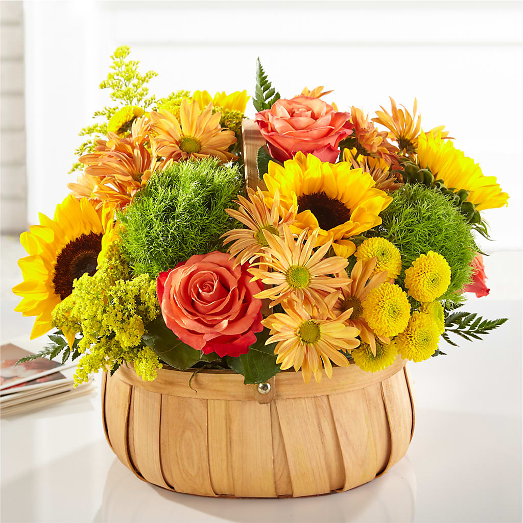 Harvest Sunflower Basket – Bella Fleur Sweets And Gifts Inc, Aurora IL