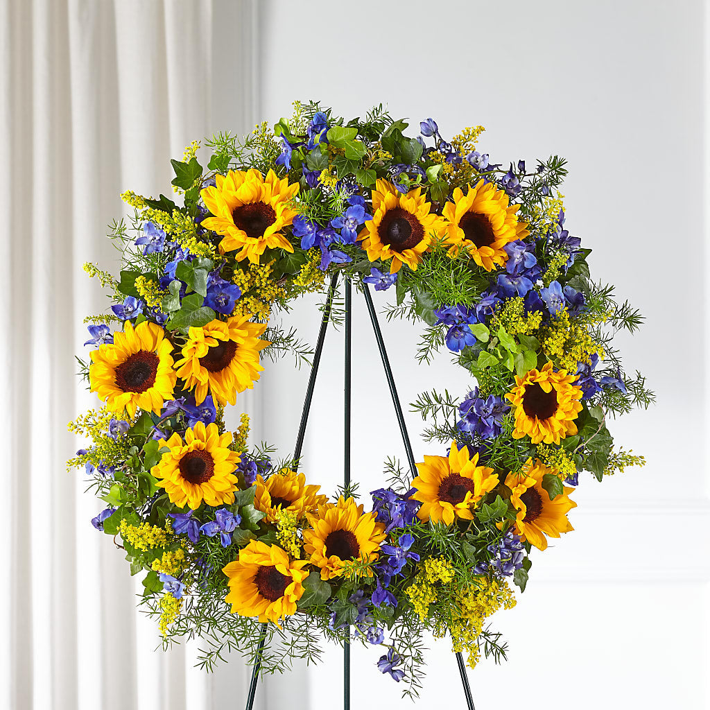 Bright Rays Wreath – Bella Fleur Sweets And Gifts Inc, Aurora IL