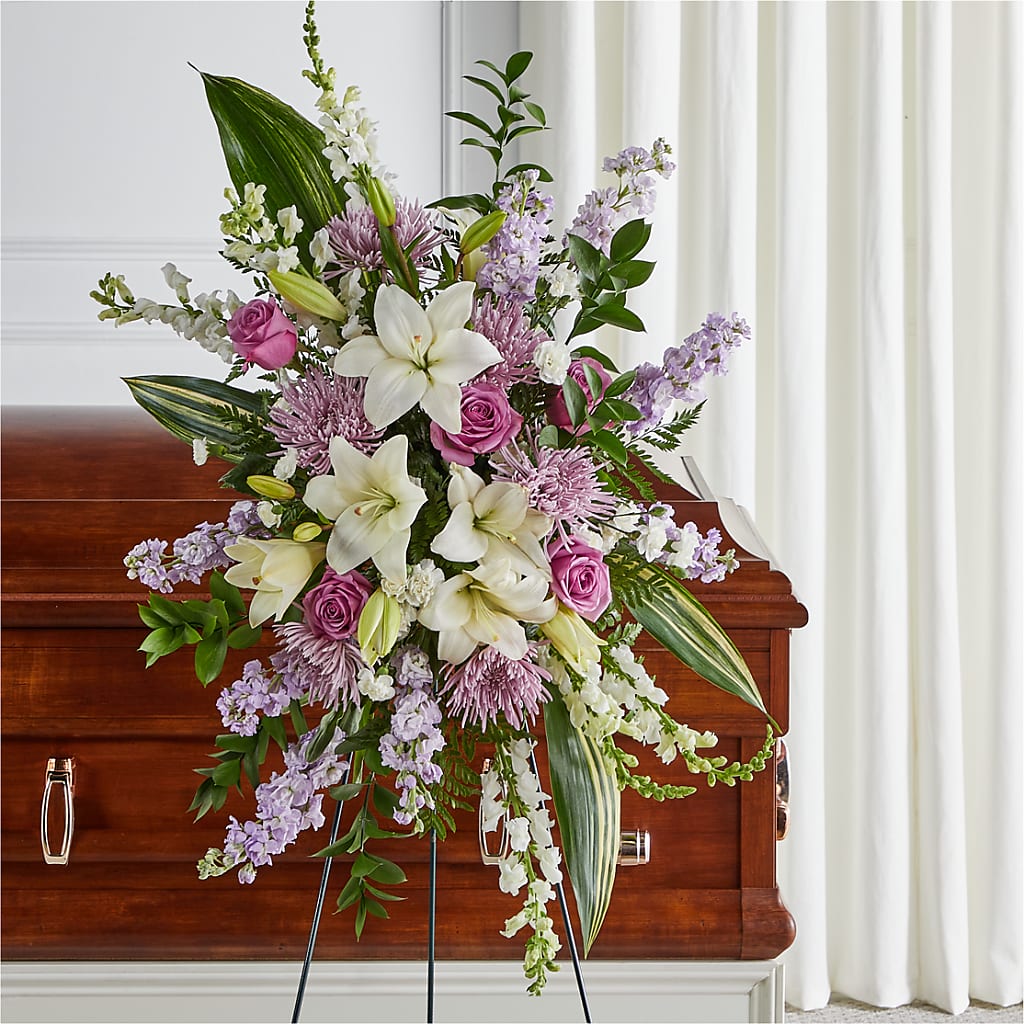 Grateful Hearts Standing Spray – Bella Fleur Sweets And Gifts Inc, Aurora IL