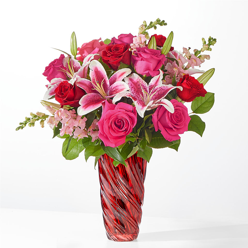 Always You Bouquet with Luxe Swirl Vase – Bella Fleur Sweets And Gifts Inc, Aurora IL