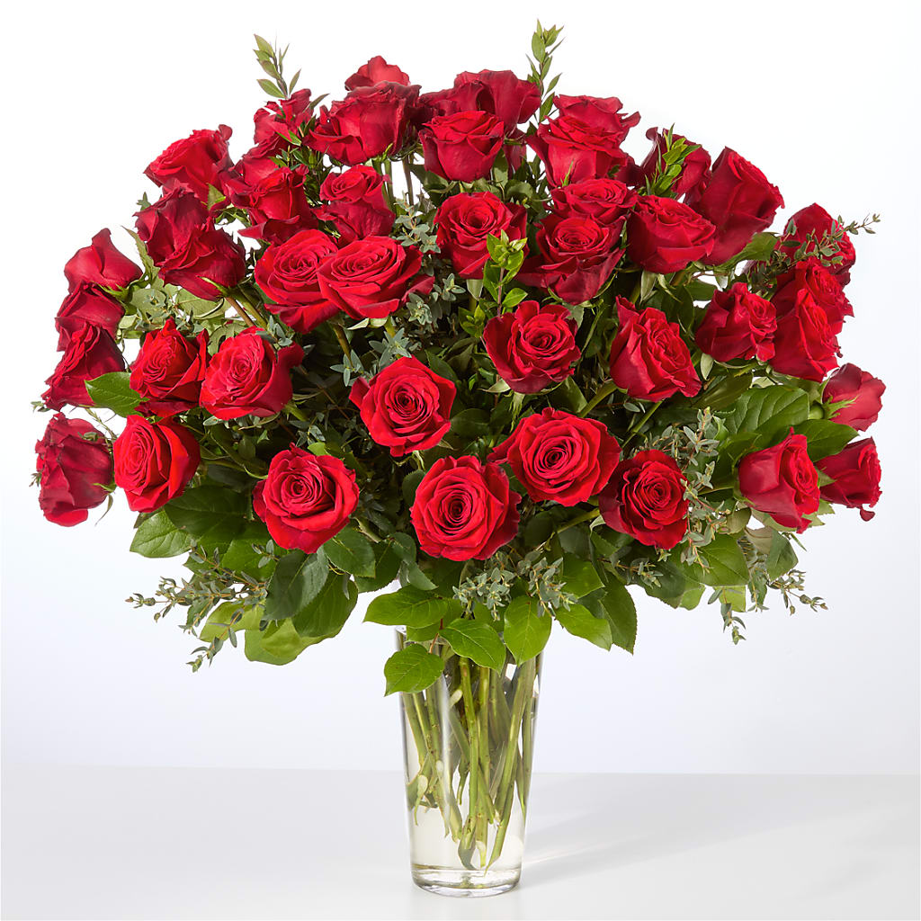 Forever Yours Fifty Stem Red Rose Bouquet – Bella Fleur Sweets And Gifts Inc, Aurora IL