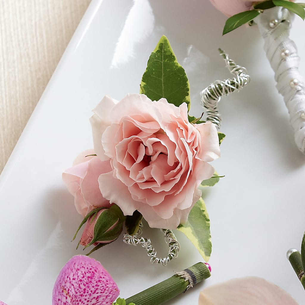 Pink Spray Rose Boutonniere – Bella Fleur Sweets And Gifts Inc, Aurora IL