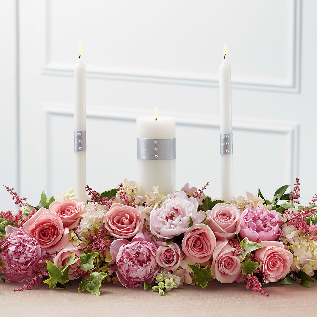 Worldwide Romance Unity Candle Arrangement – Bella Fleur Sweets And Gifts Inc, Aurora IL