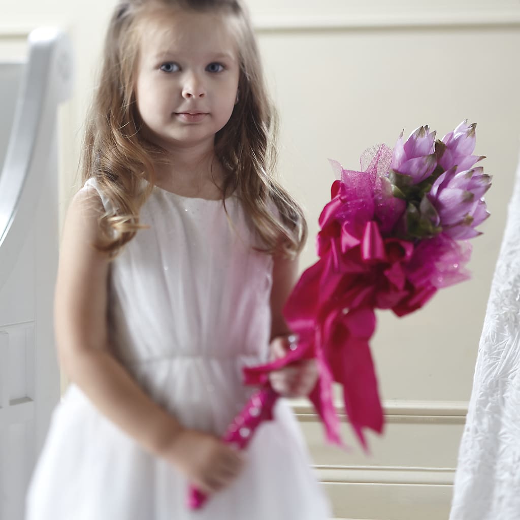 Sparkle Pink Flower Girl Bouquet – Bella Fleur Sweets And Gifts Inc, Aurora IL