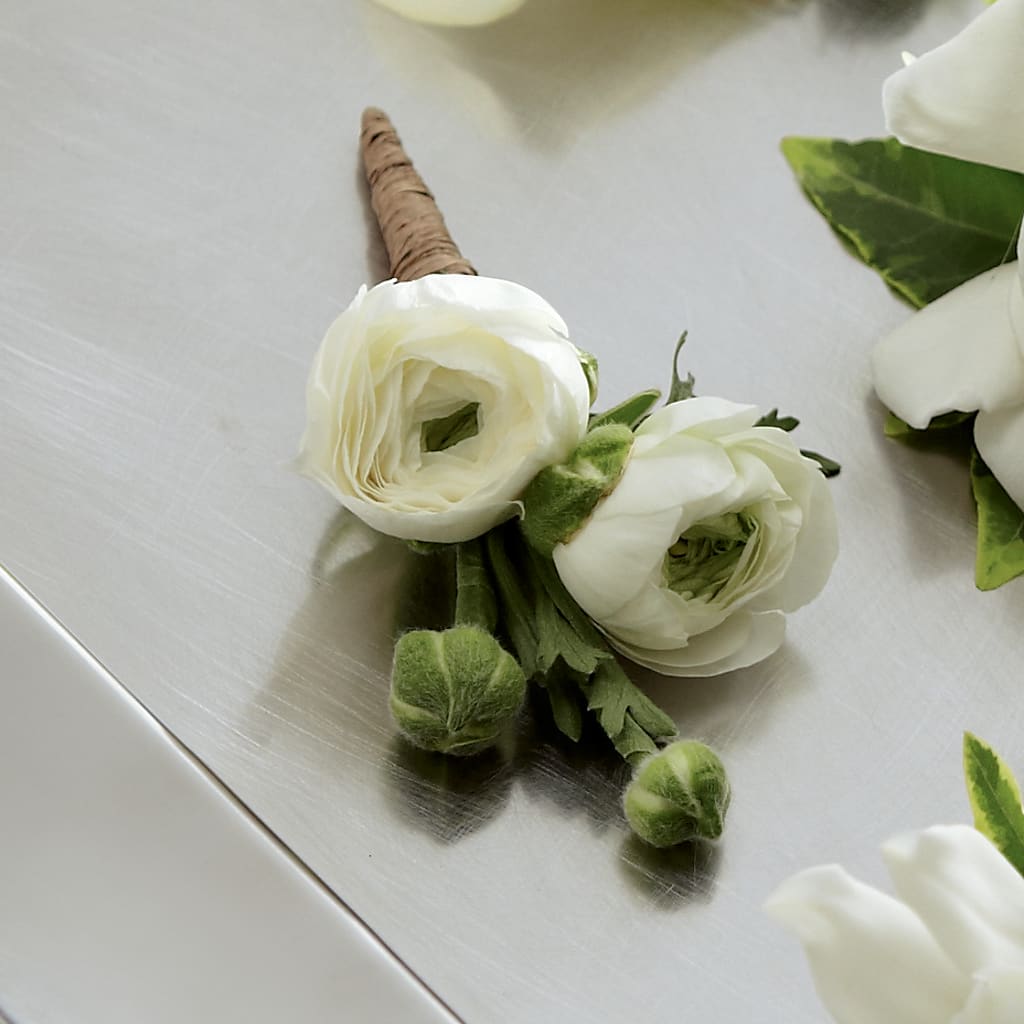 White Ranunculus Boutonniere – Bella Fleur Sweets And Gifts Inc, Aurora IL