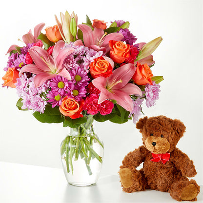 One and Only Bouquet and Bear Bundle –  Bella Fleur Sweets And Gifts Inc, Aurora IL