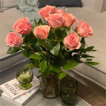Long Stem Pink Rose Bouquet –  Bella Fleur Sweets And Gifts Inc, Aurora IL