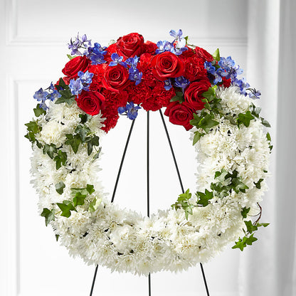 Patriotic Passion Wreath –  Bella Fleur Sweets And Gifts Inc, Aurora IL