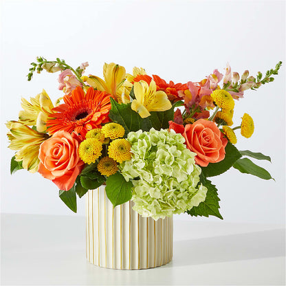 Autumn Sunshine Bouquet with Ivory Vase –  Bella Fleur Sweets And Gifts Inc, Aurora IL