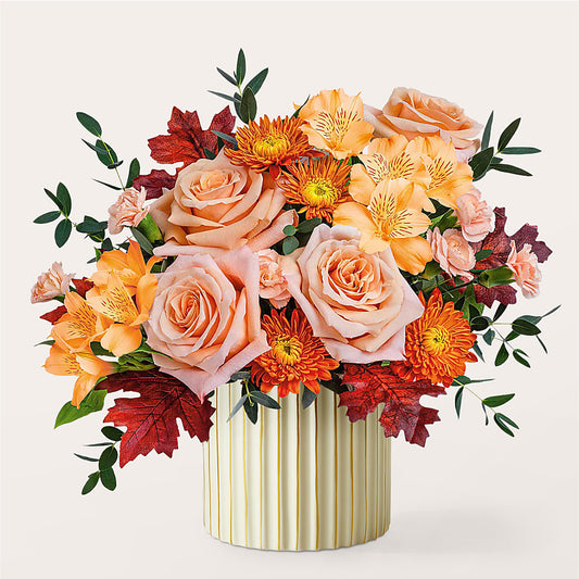Spiced Latte Bouquet with Ivory Vase –  Bella Fleur Sweets And Gifts Inc, Aurora IL