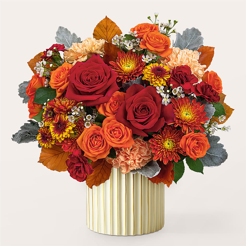 Merlot Bouquet with Ivory Vase –  Bella Fleur Sweets And Gifts Inc, Aurora IL