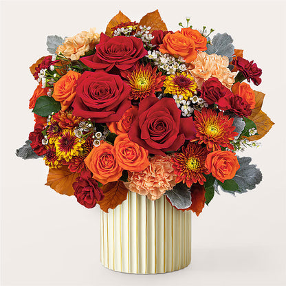 Merlot Bouquet with Ivory Vase –  Bella Fleur Sweets And Gifts Inc, Aurora IL