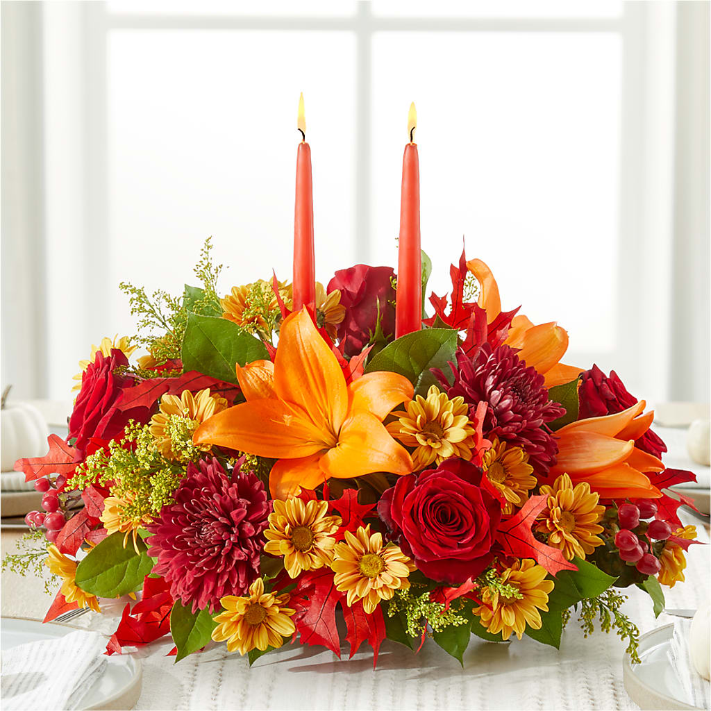 Autumn's Embrace Centerpiece –  Bella Fleur Sweets And Gifts Inc, Aurora IL