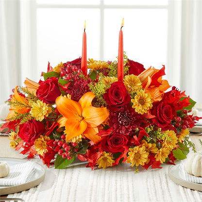 Autumn's Embrace Centerpiece –  Bella Fleur Sweets And Gifts Inc, Aurora IL