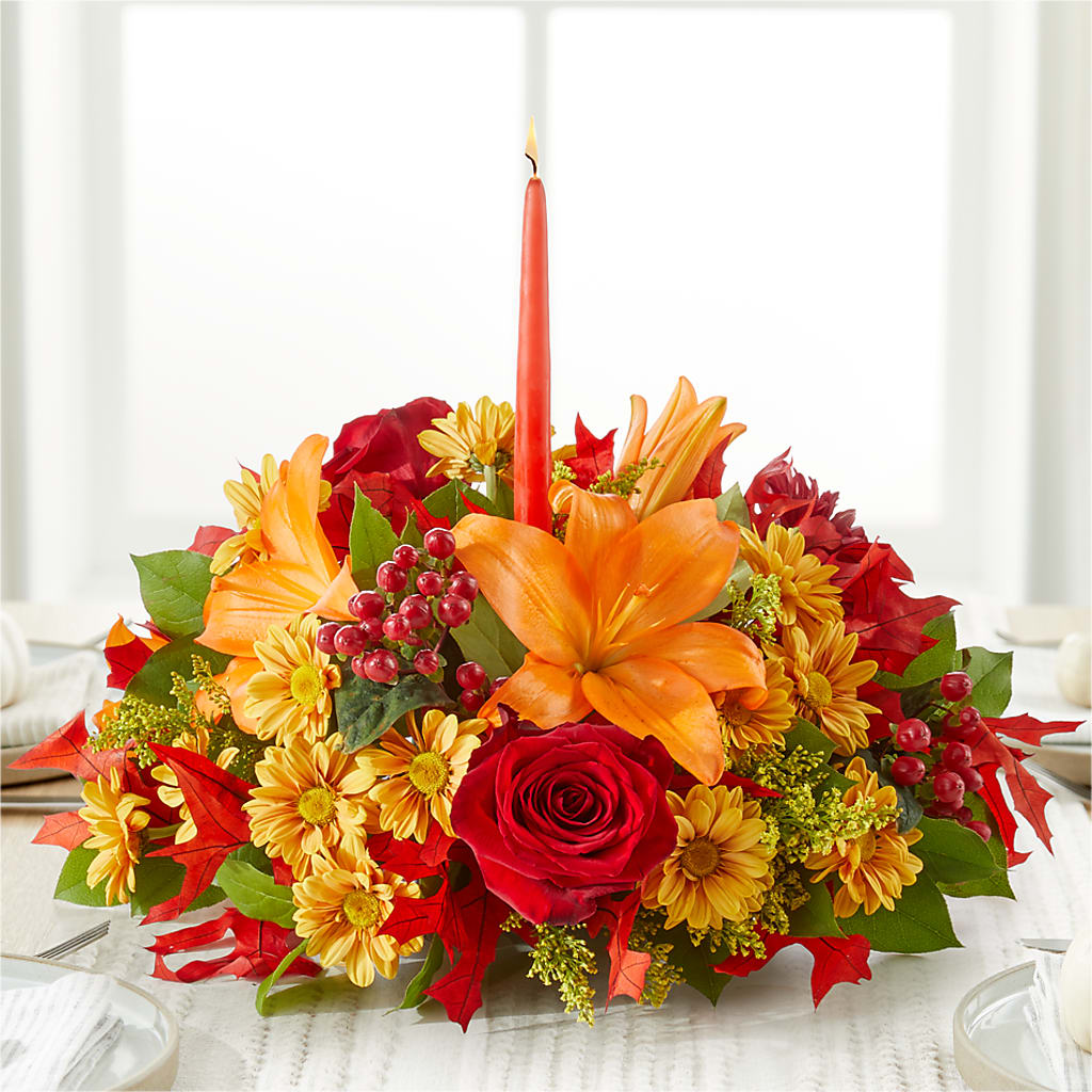 Autumn's Embrace Centerpiece –  Bella Fleur Sweets And Gifts Inc, Aurora IL