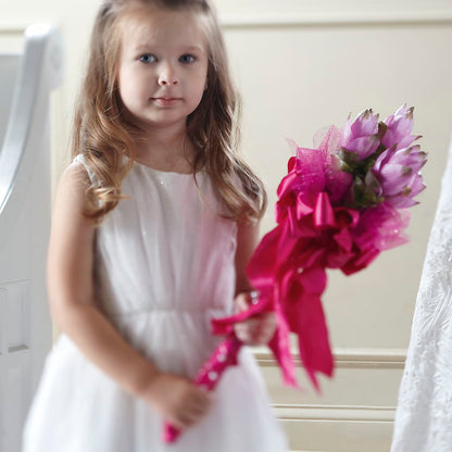 Sparkle Pink Flower Girl Bouquet –  Bella Fleur Sweets And Gifts Inc, Aurora IL